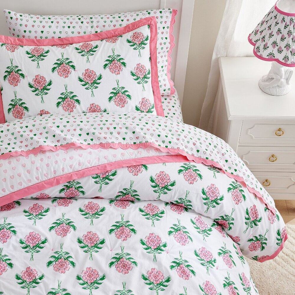 Pottery Barn x Roller Rabbit Rose Voile Quilt Rosebud Floral Print Twin / XL NWT